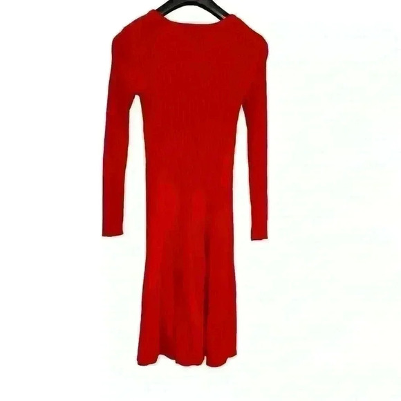 Jessica Howard Sweater Dress Size S Red Pattered Waist Holiday Bodycon Stretch - Picture 5 of 12
